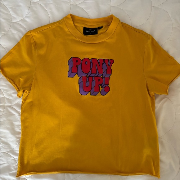 Lazy Oaf Tops - Lazy Oaf Kids Yellow and Purple Graphic Tee